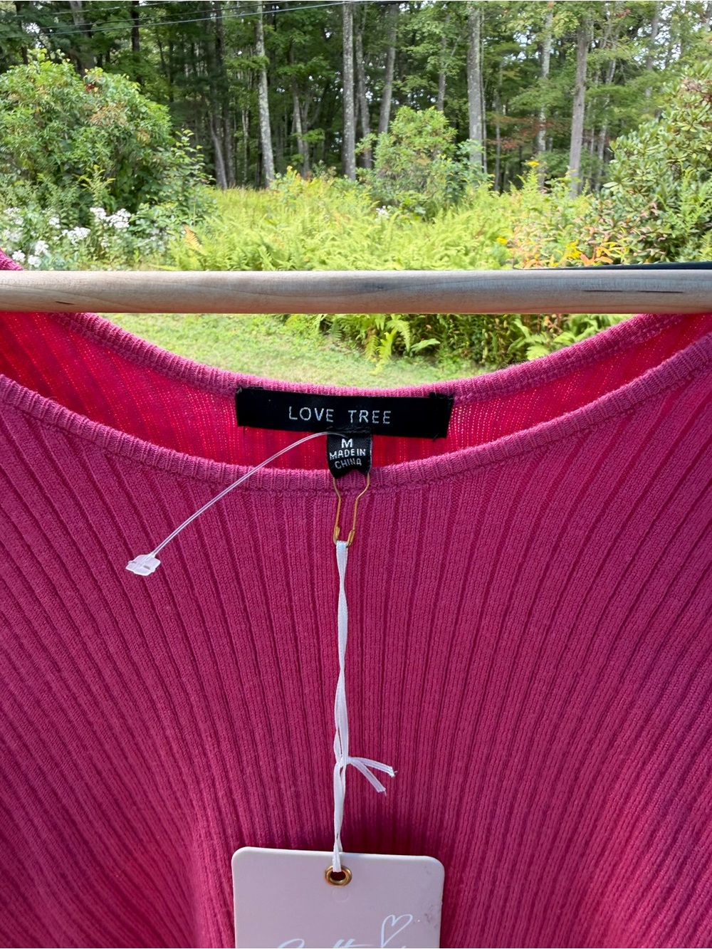 Love Tree Raspberry Pink Ribbed Long-Sleeve Scoop Neck Top - Picture 2 of 3